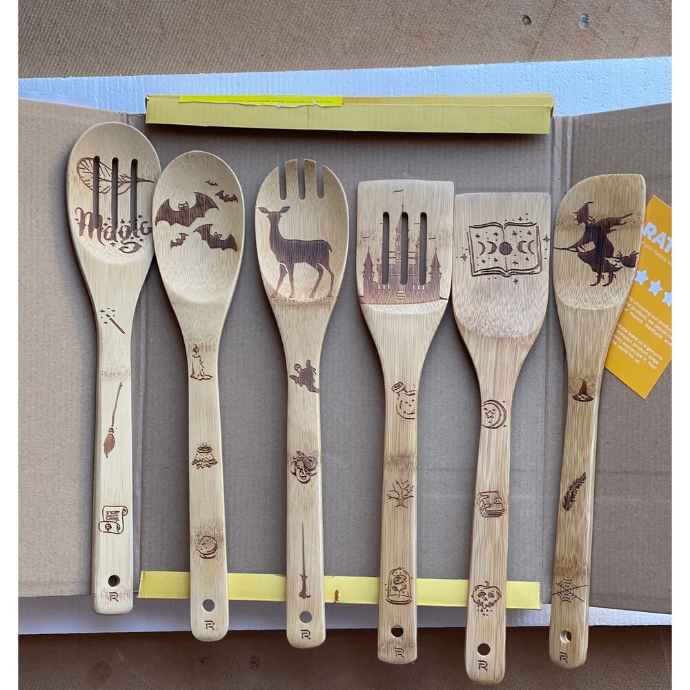 New 6 Piece Riviera Harry Potter Themed Bamboo Kitchen Utensils